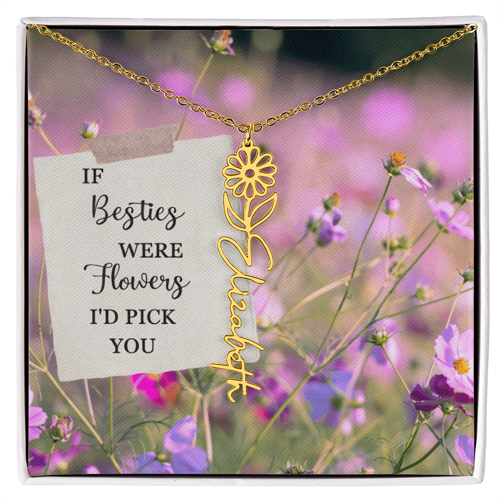 Best Friend Flower Name Necklace