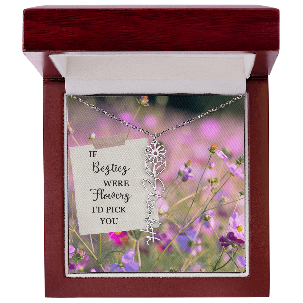 Best Friend Flower Name Necklace