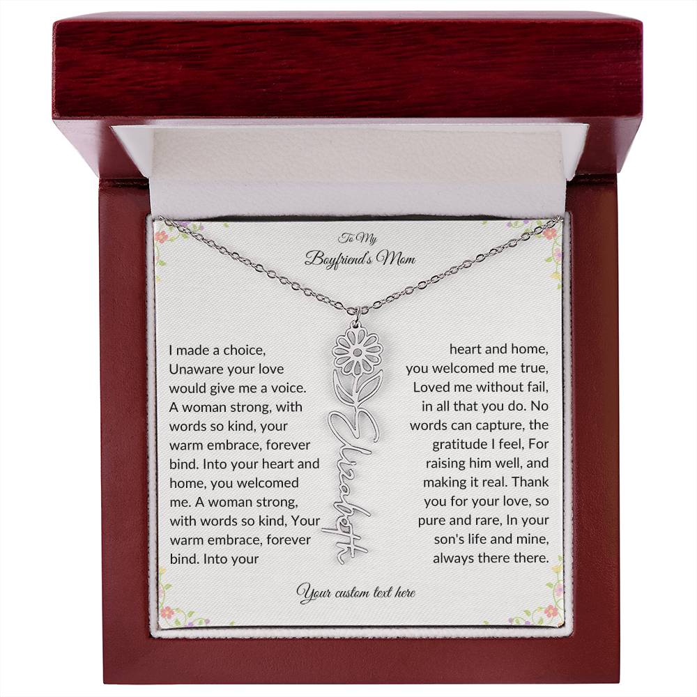 To My Boyfriends Mom Birth flower Name Necklace-[Heartfelt Family Gift]