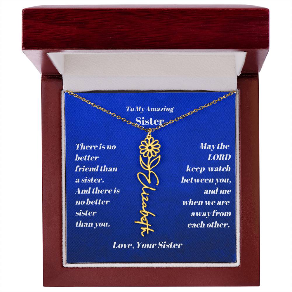 Sister Personalized Birth Flower Name Necklace Gift-[Heartfelt Family Gift]