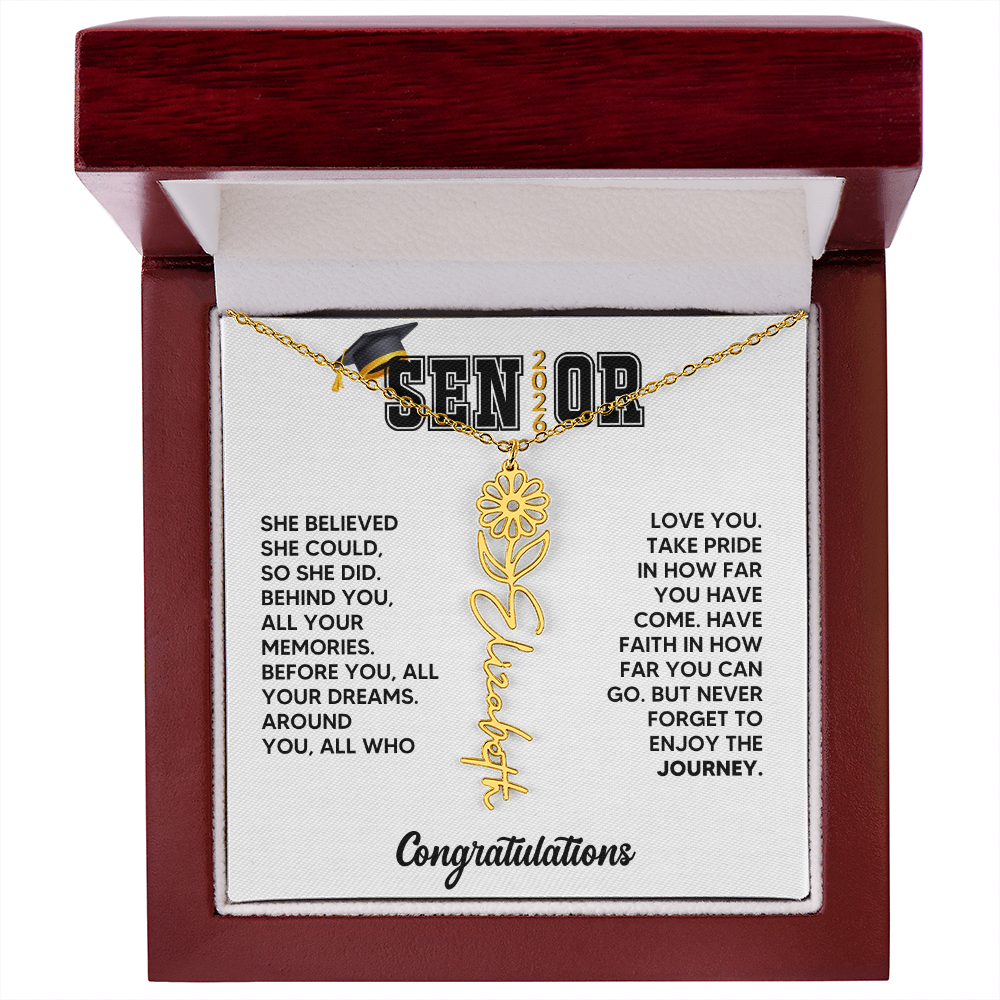 Class of 2026 Graduation Birthflower Necklace Gift