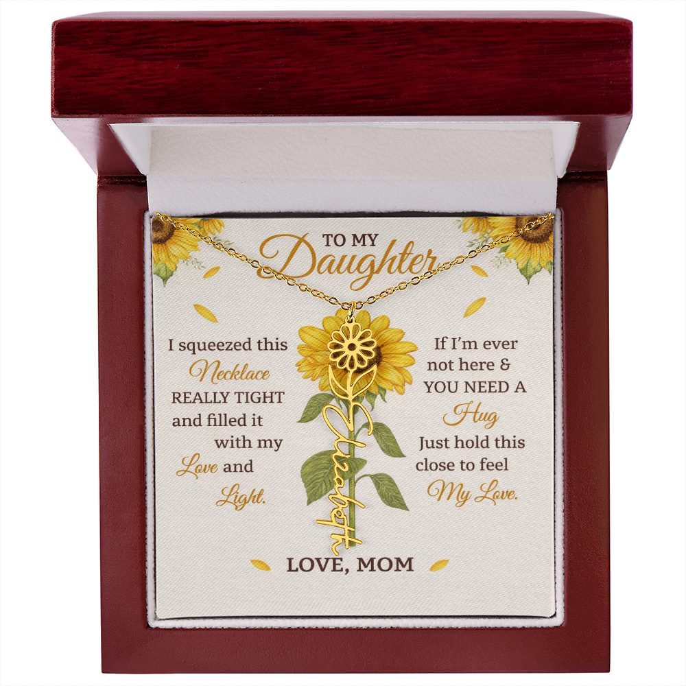 Personalized Sunflower Daughter Birth flower Name Birthday Necklace Gift
