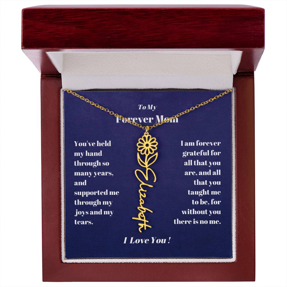 To My Forever Mom  Personalized Birth Flower Name Necklace Gift for Stepmom Foster Mother-[Heartfelt Family Gift]