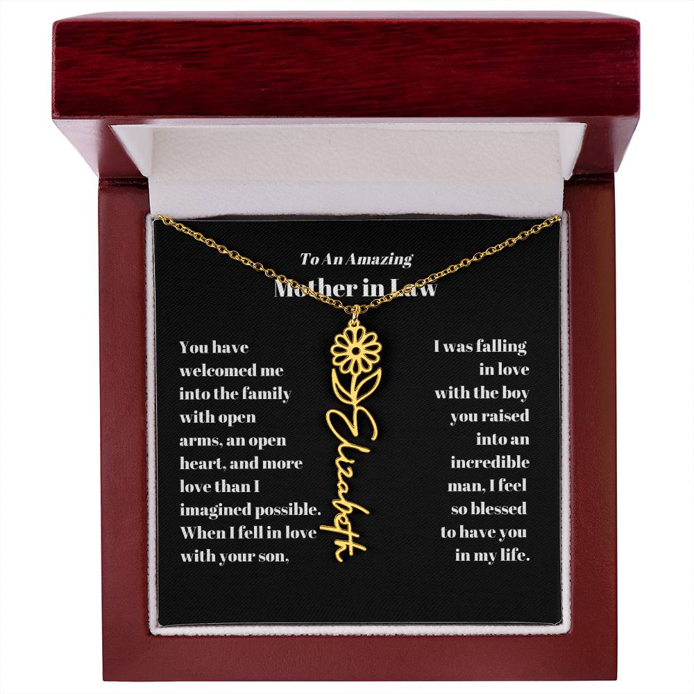 Mother in Law Personalized Birth flower Name Necklace-[Heartfelt Family Gift]