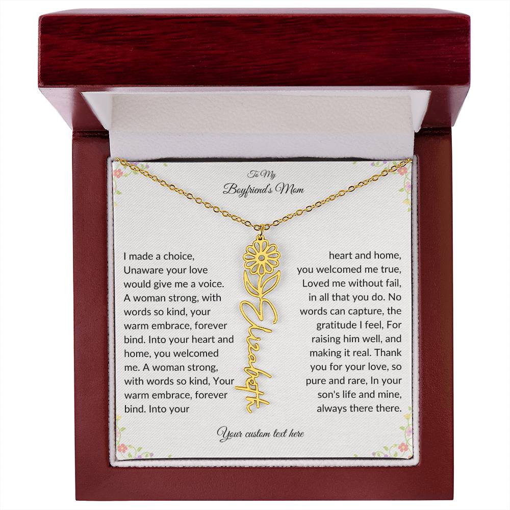 To My Boyfriends Mom Birth flower Name Necklace-[Heartfelt Family Gift]