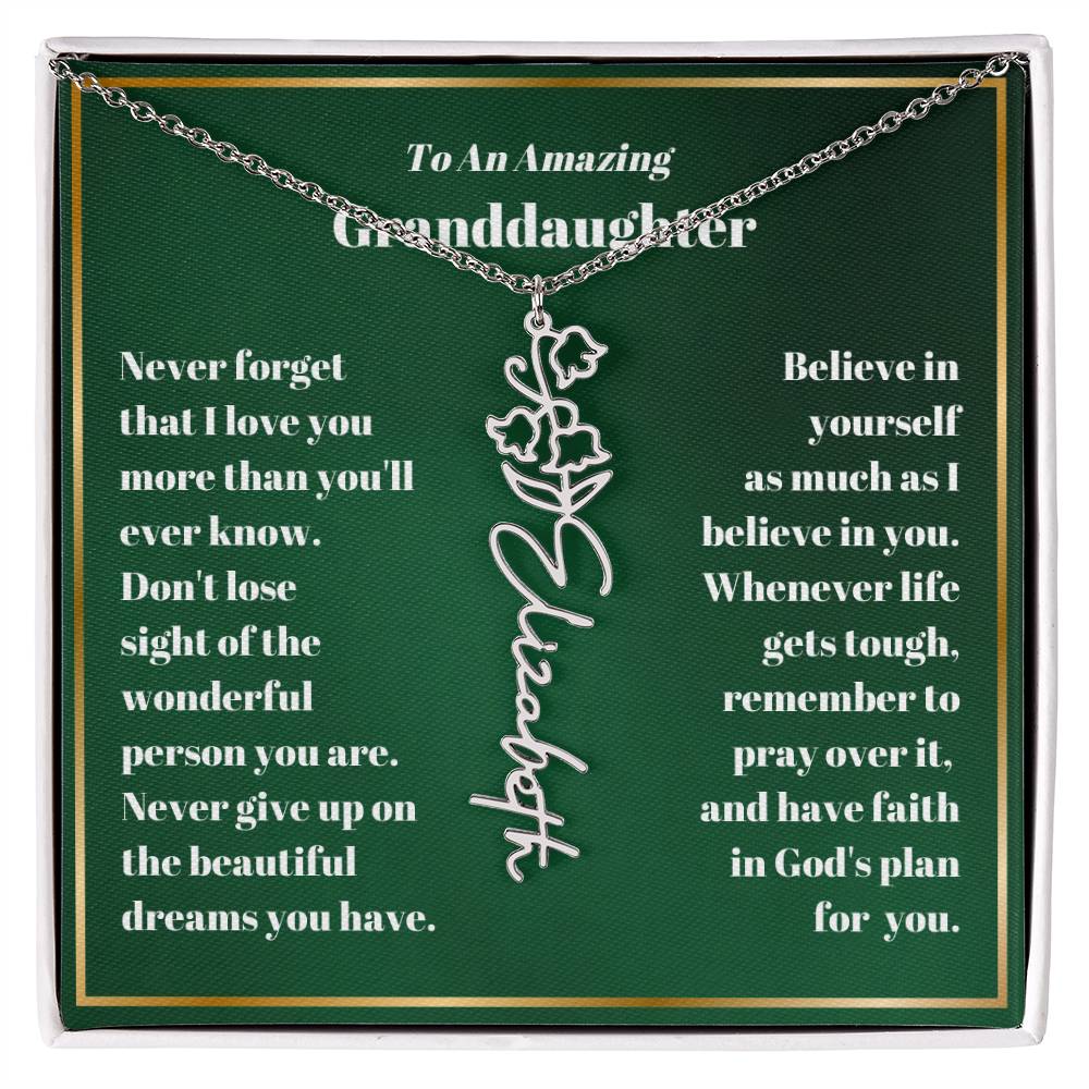 Granddaughter Personalized Name Birth Flower Necklace Gift-[Heartfelt Family Gift]