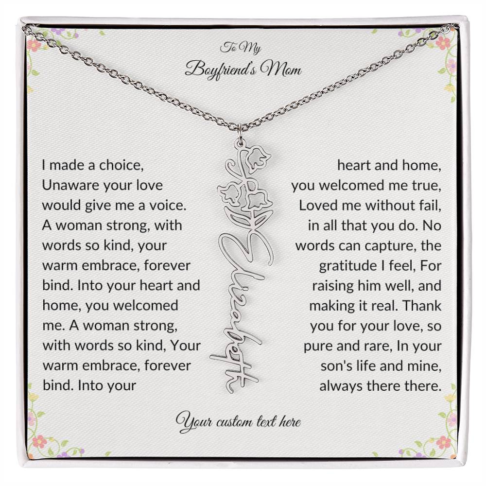To My Boyfriends Mom Birth flower Name Necklace-[Heartfelt Family Gift]