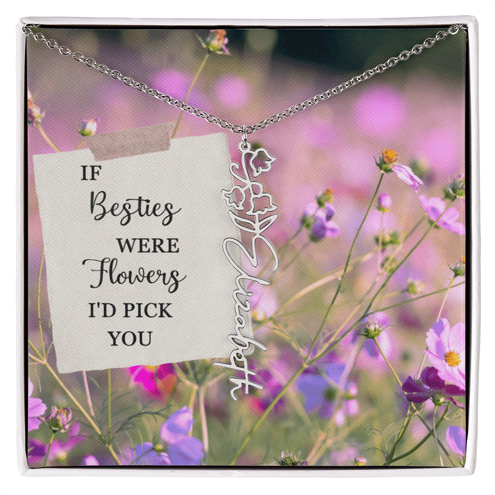 Best Friend Flower Name Necklace