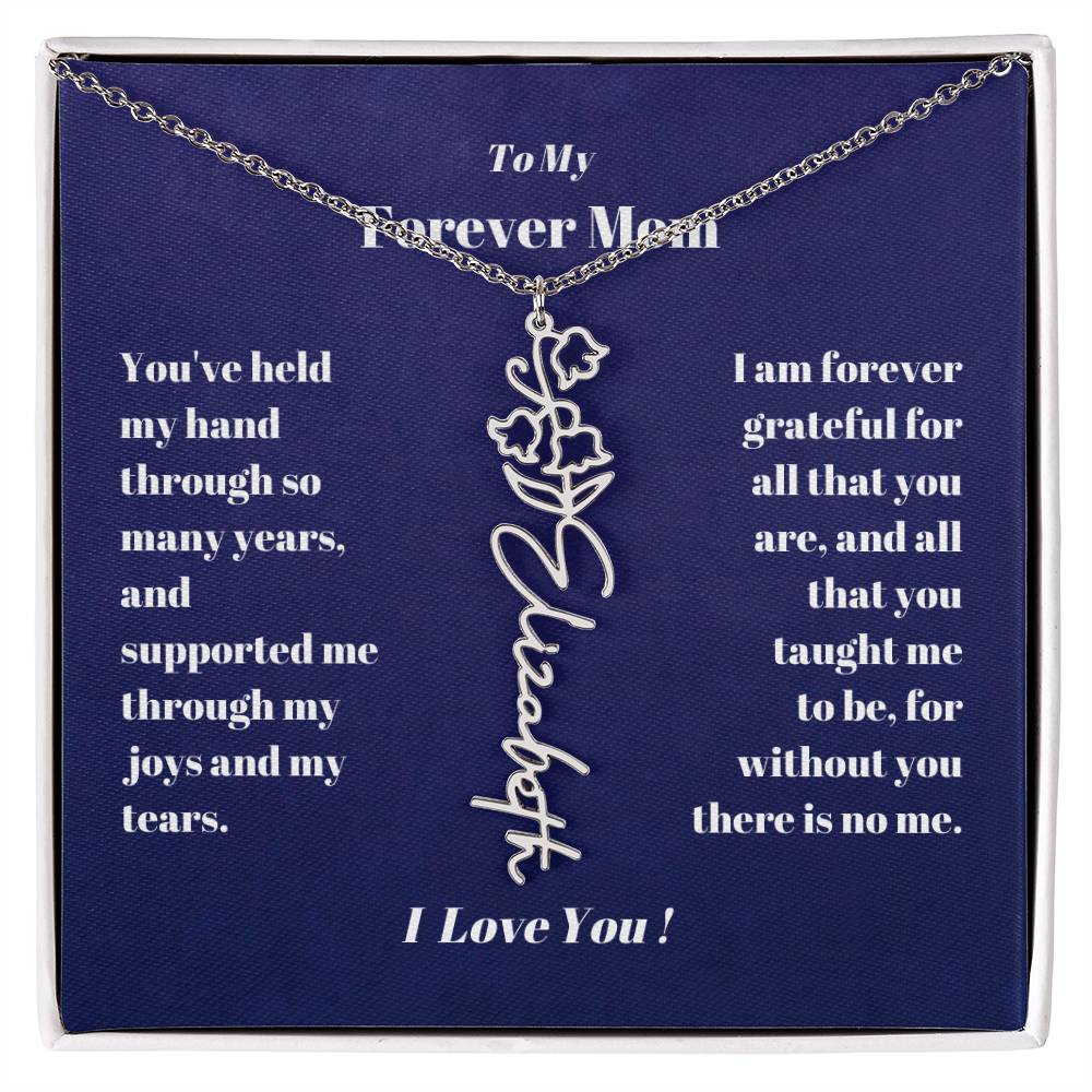 To My Forever Mom  Personalized Birth Flower Name Necklace Gift for Stepmom Foster Mother-[Heartfelt Family Gift]