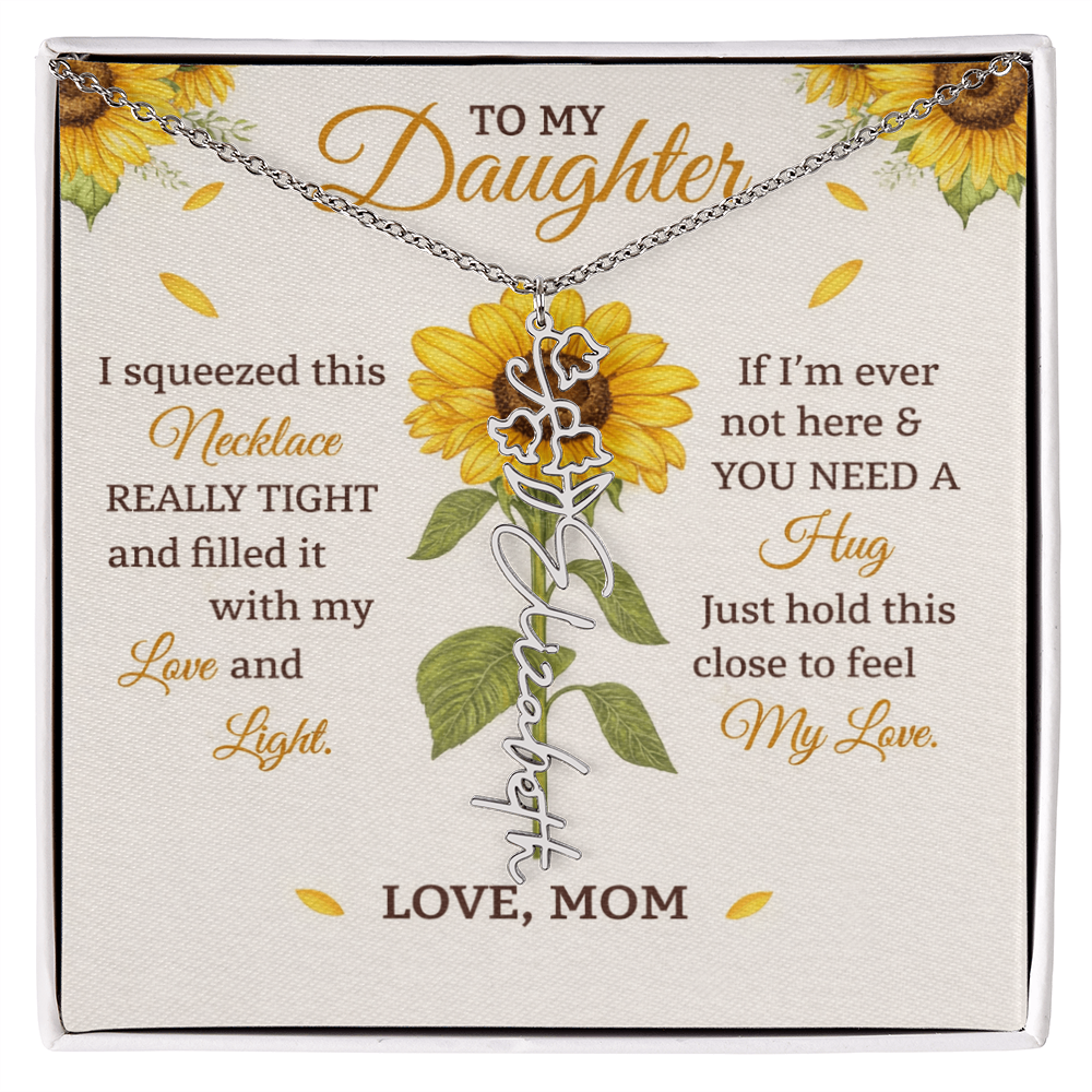 Personalized Sunflower Daughter Birth flower Name Birthday Necklace Gift