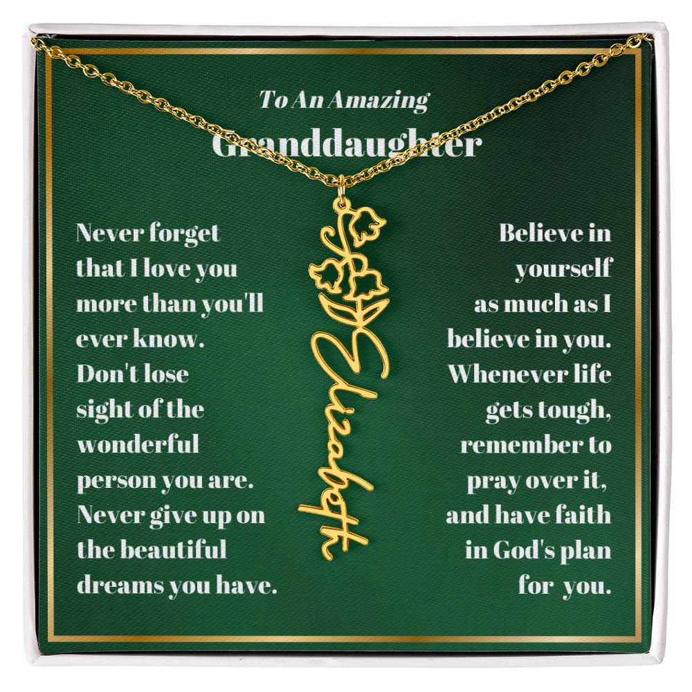 Granddaughter Personalized Name Birth Flower Necklace Gift-[Heartfelt Family Gift]