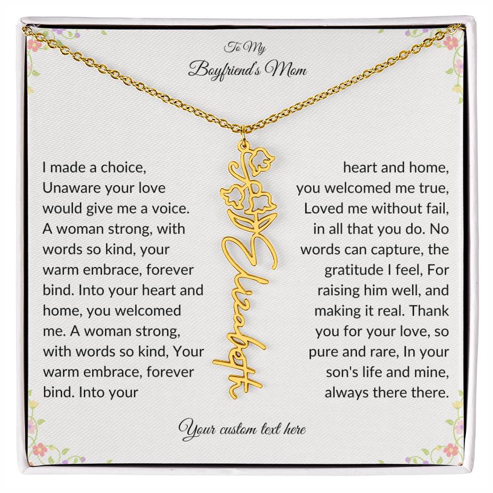 To My Boyfriends Mom Birth flower Name Necklace-[Heartfelt Family Gift]