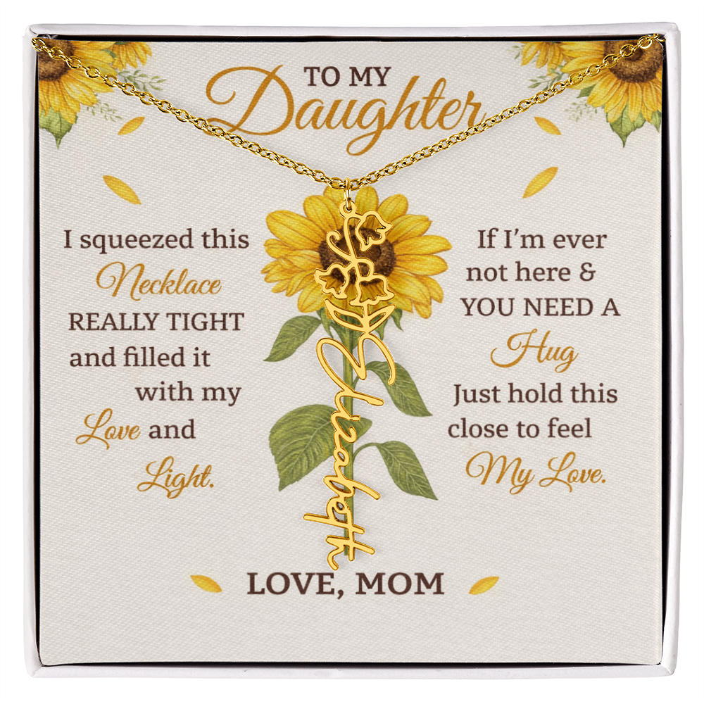 Personalized Sunflower Daughter Birth flower Name Birthday Necklace Gift