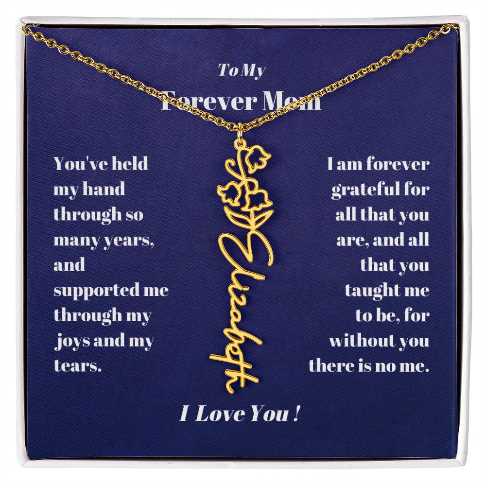 To My Forever Mom  Personalized Birth Flower Name Necklace Gift for Stepmom Foster Mother-[Heartfelt Family Gift]