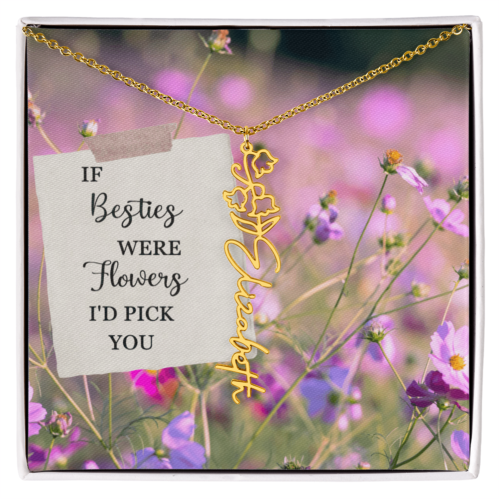 Best Friend Flower Name Necklace