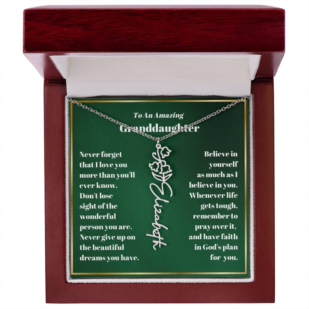 Granddaughter Personalized Name Birth Flower Necklace Gift-[Heartfelt Family Gift]