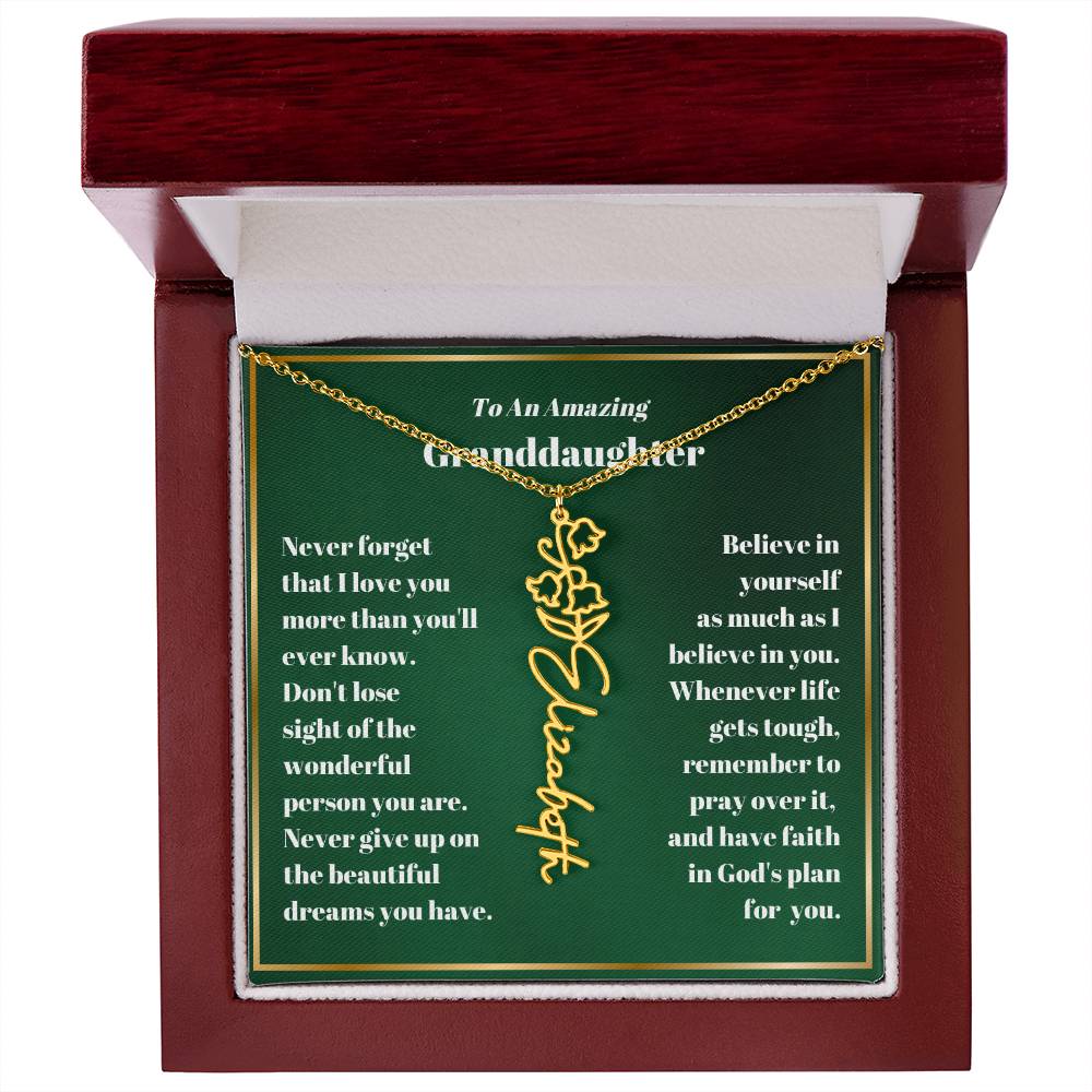 Granddaughter Personalized Name Birth Flower Necklace Gift-[Heartfelt Family Gift]