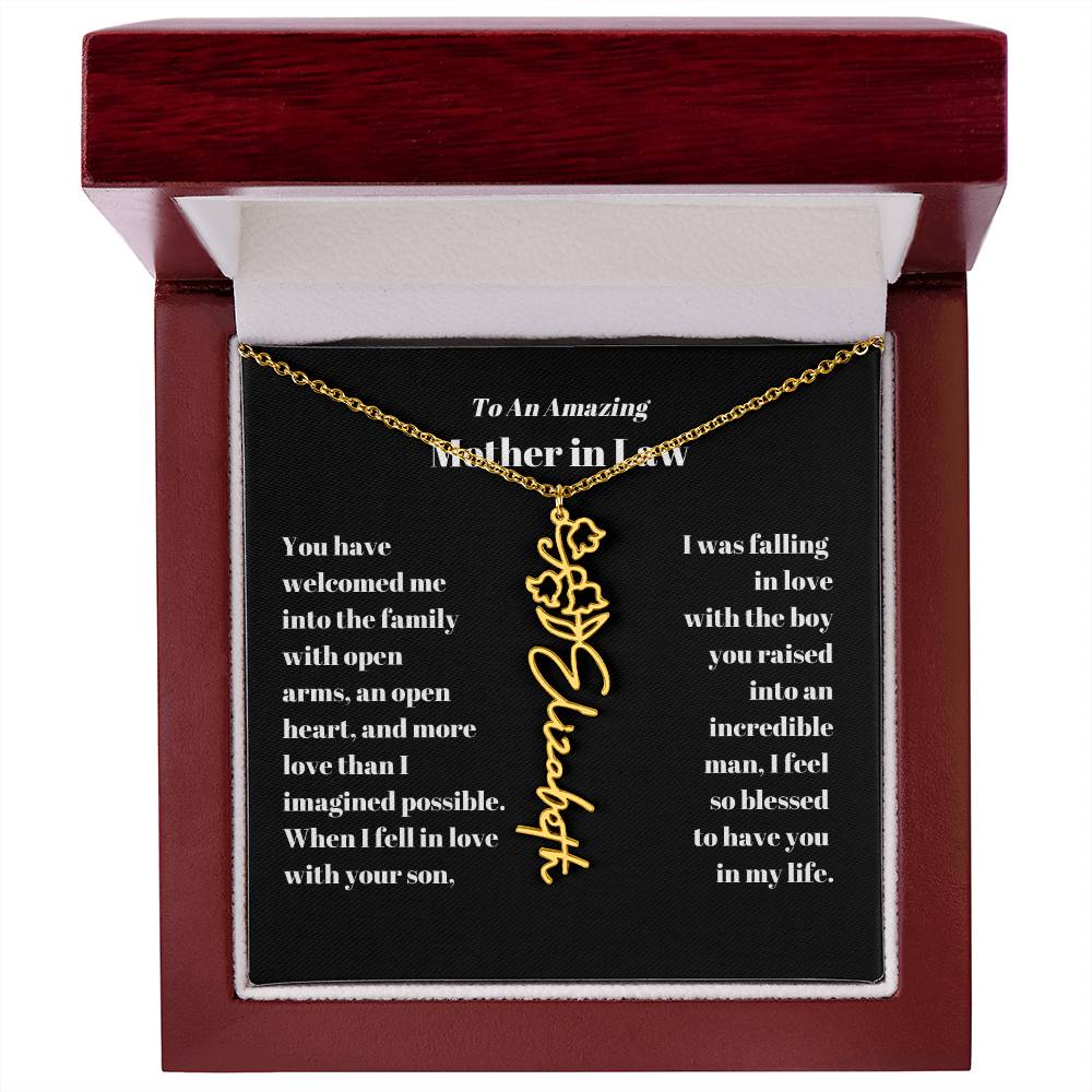 Mother in Law Personalized Birth flower Name Necklace-[Heartfelt Family Gift]