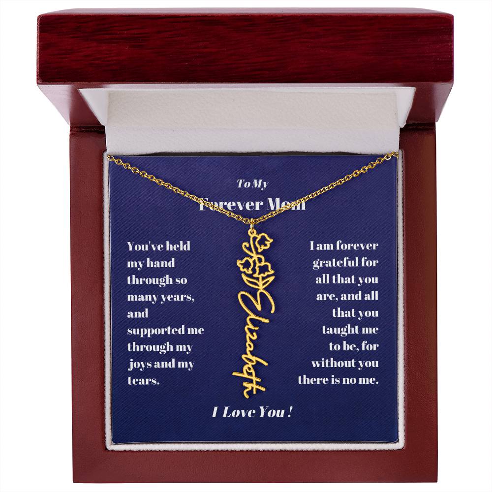 To My Forever Mom  Personalized Birth Flower Name Necklace Gift for Stepmom Foster Mother-[Heartfelt Family Gift]