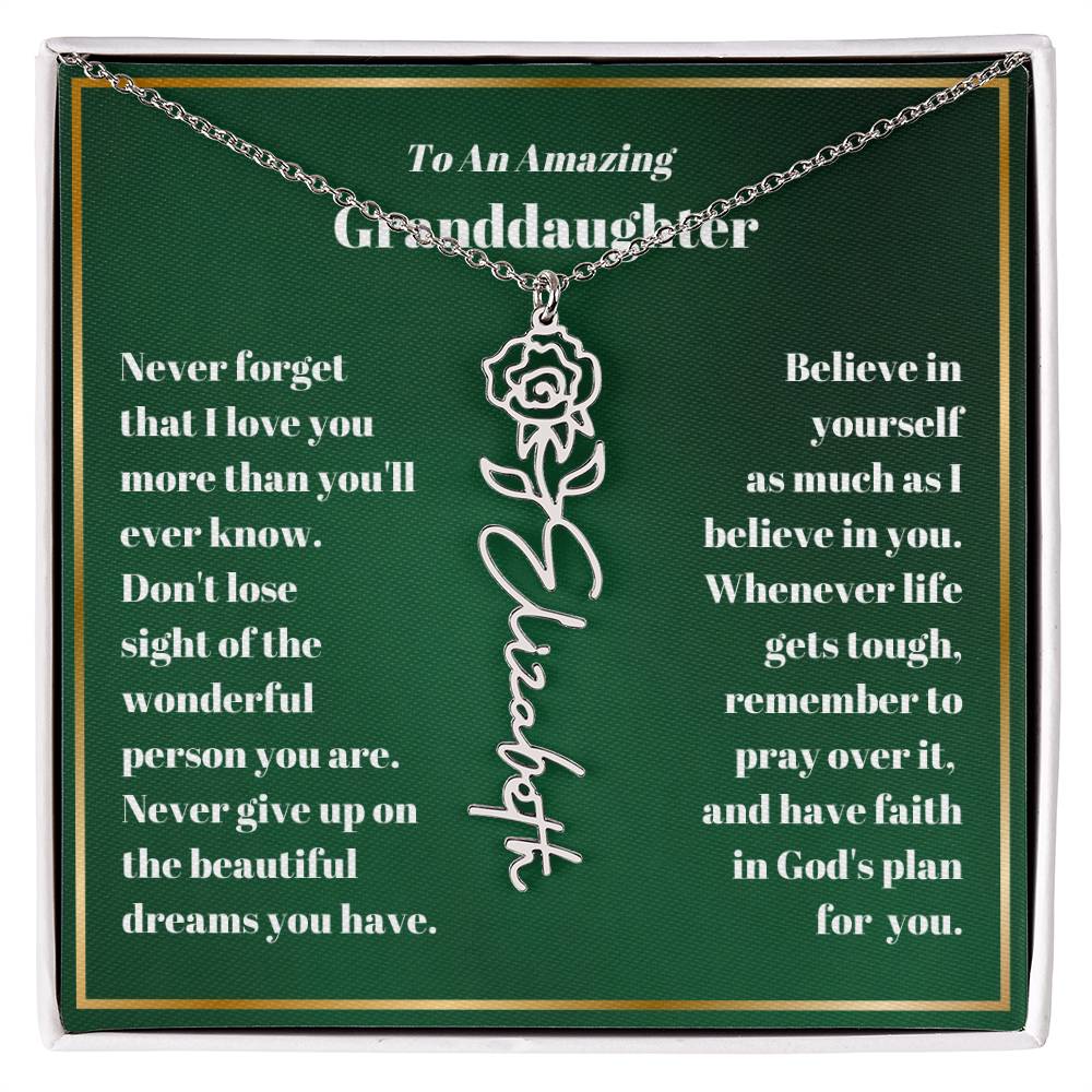 Granddaughter Personalized Name Birth Flower Necklace Gift-[Heartfelt Family Gift]