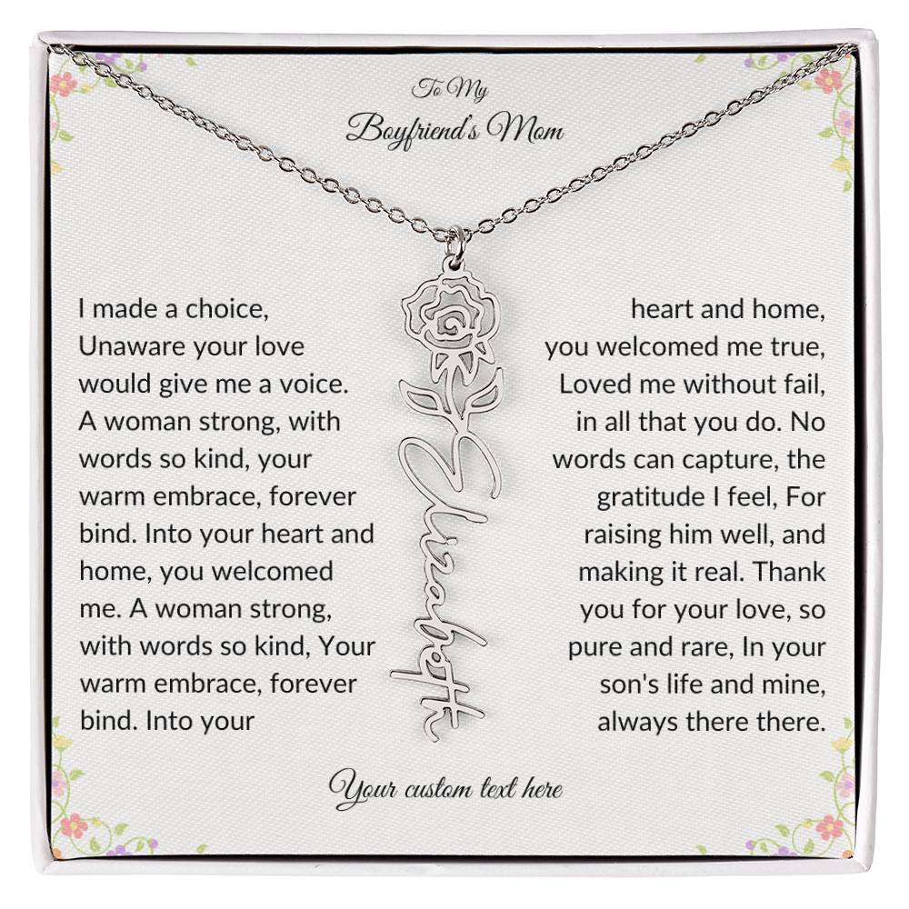 To My Boyfriends Mom Birth flower Name Necklace-[Heartfelt Family Gift]
