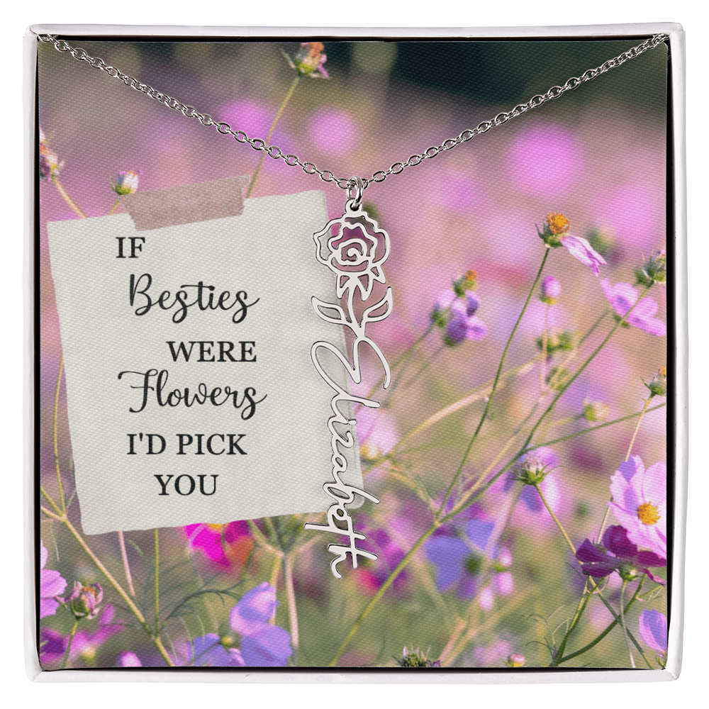 Best Friend Flower Name Necklace