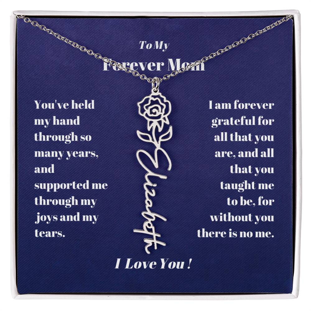 To My Forever Mom  Personalized Birth Flower Name Necklace Gift for Stepmom Foster Mother-[Heartfelt Family Gift]