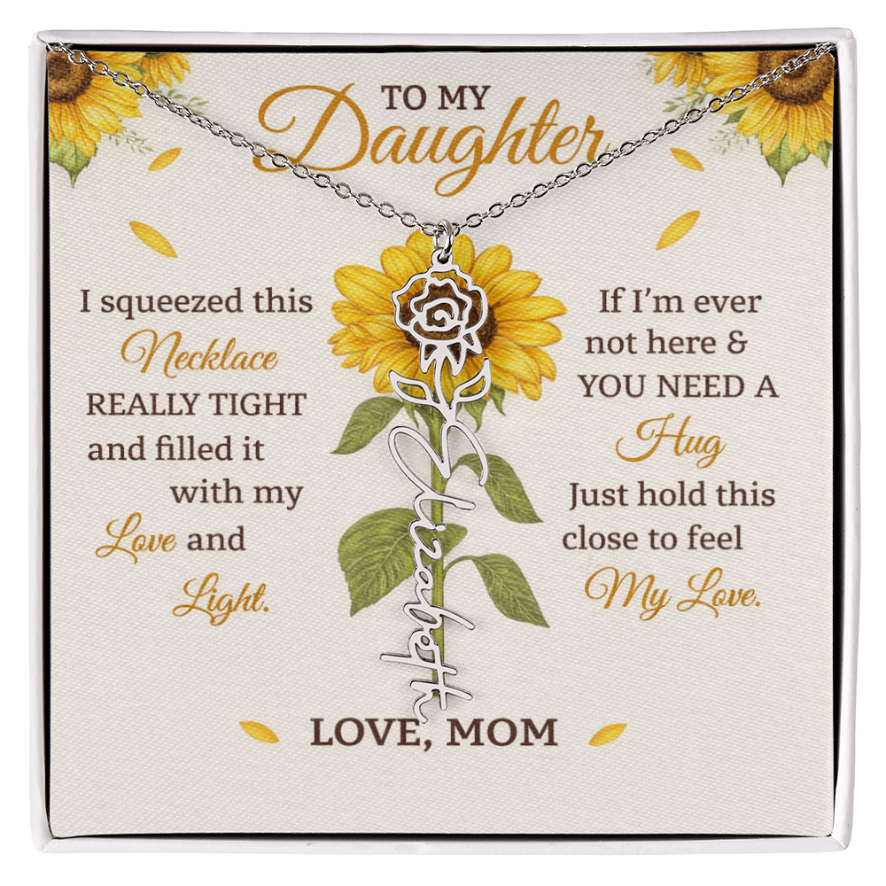 Personalized Sunflower Daughter Birth flower Name Birthday Necklace Gift