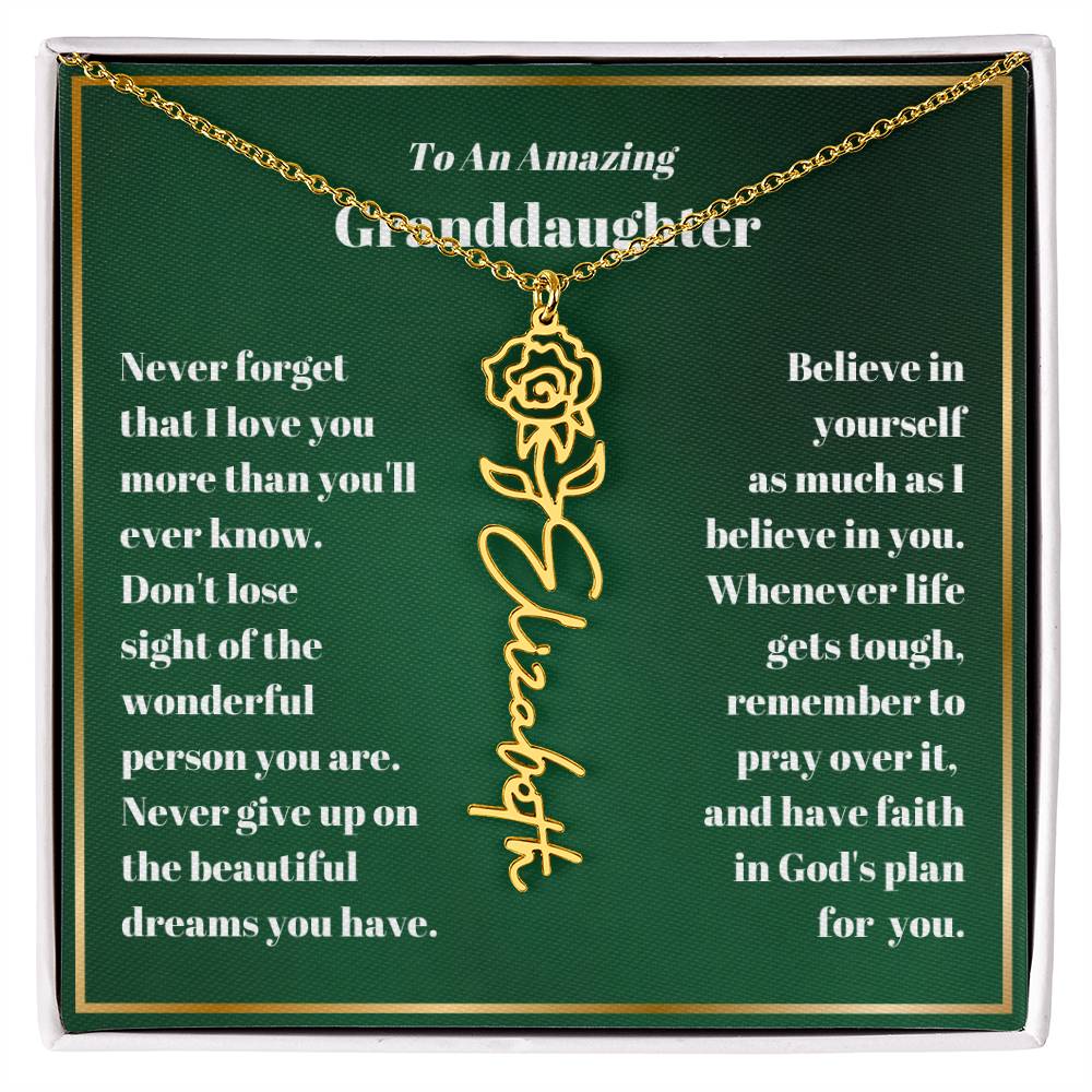 Granddaughter Personalized Name Birth Flower Necklace Gift-[Heartfelt Family Gift]