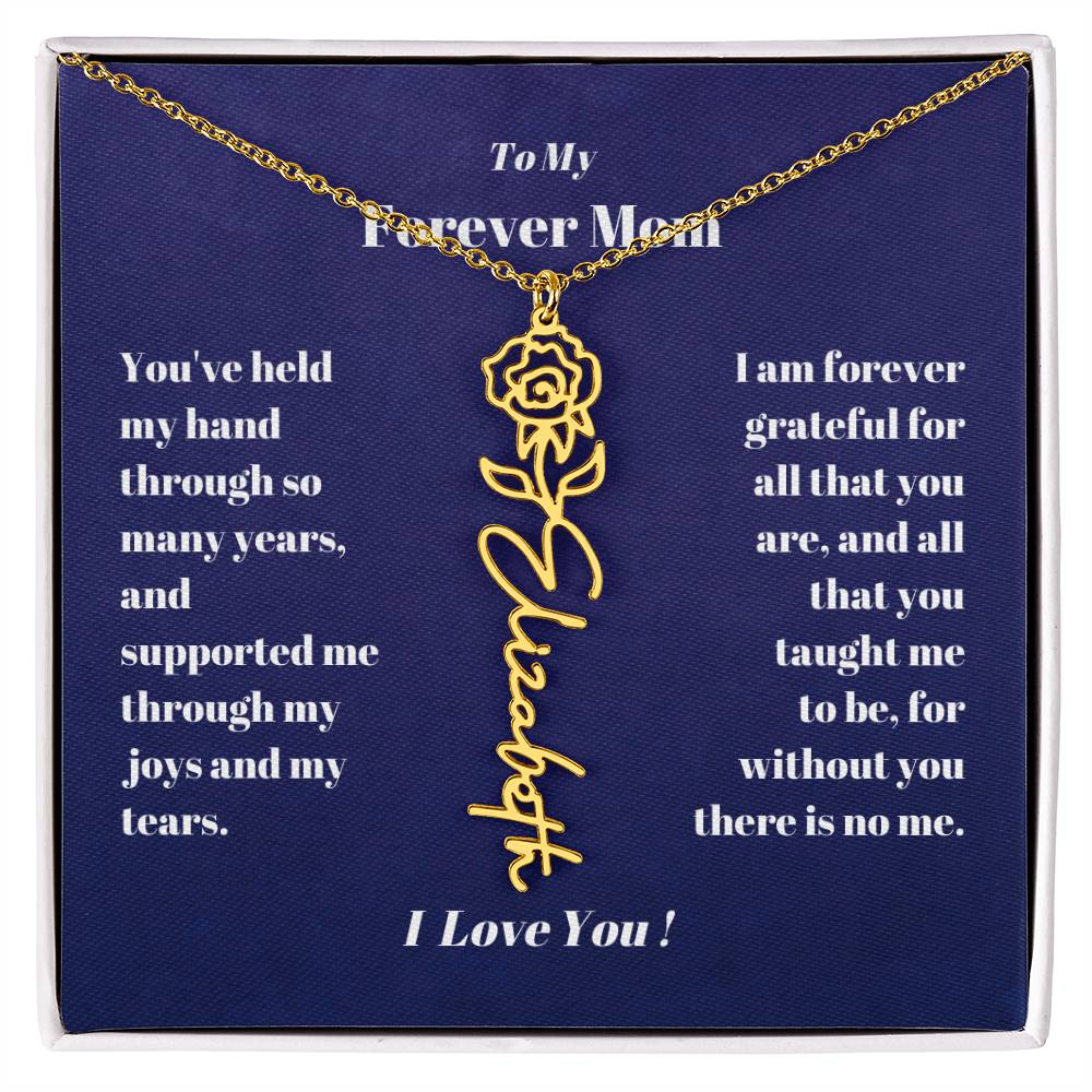To My Forever Mom  Personalized Birth Flower Name Necklace Gift for Stepmom Foster Mother-[Heartfelt Family Gift]