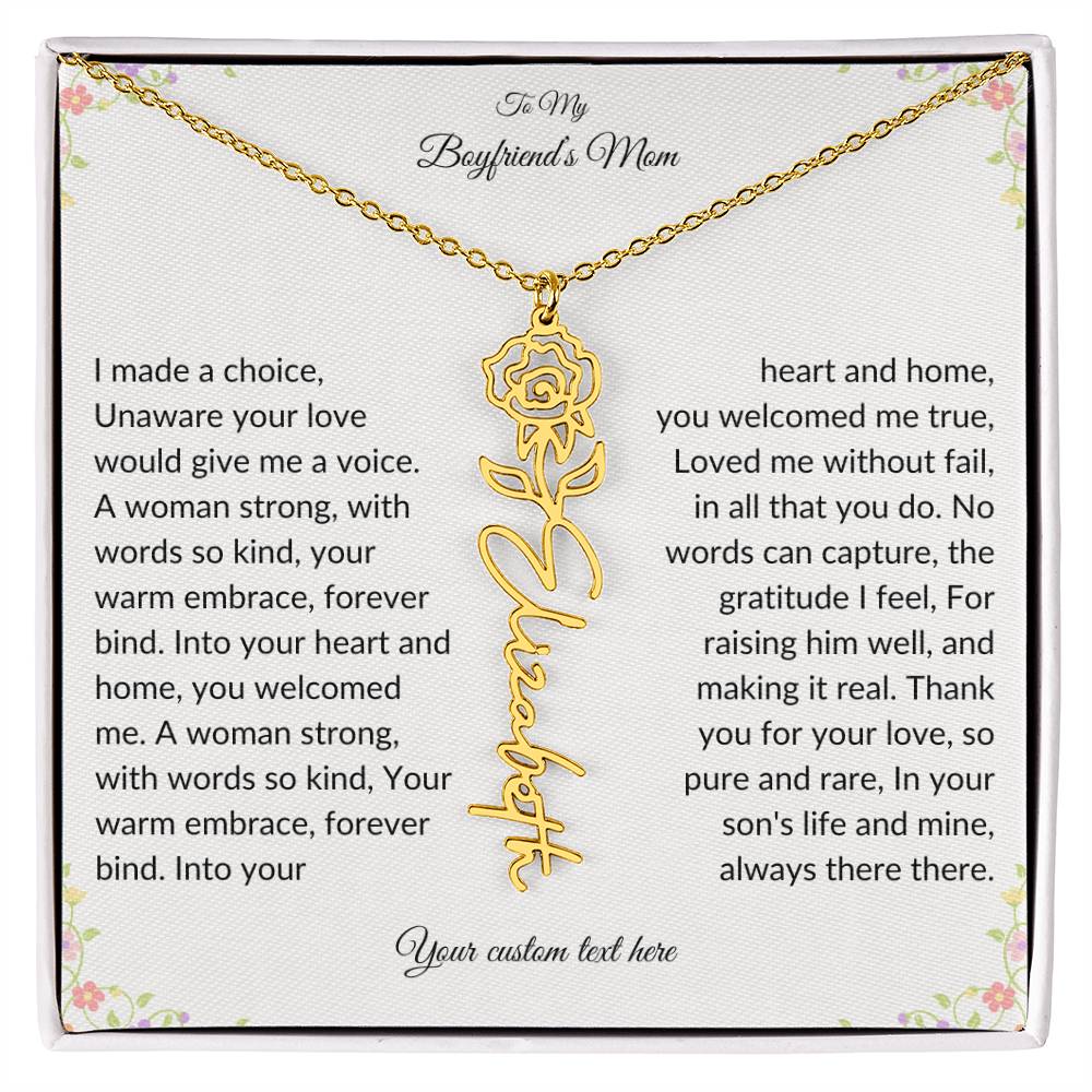 To My Boyfriends Mom Birth flower Name Necklace-[Heartfelt Family Gift]