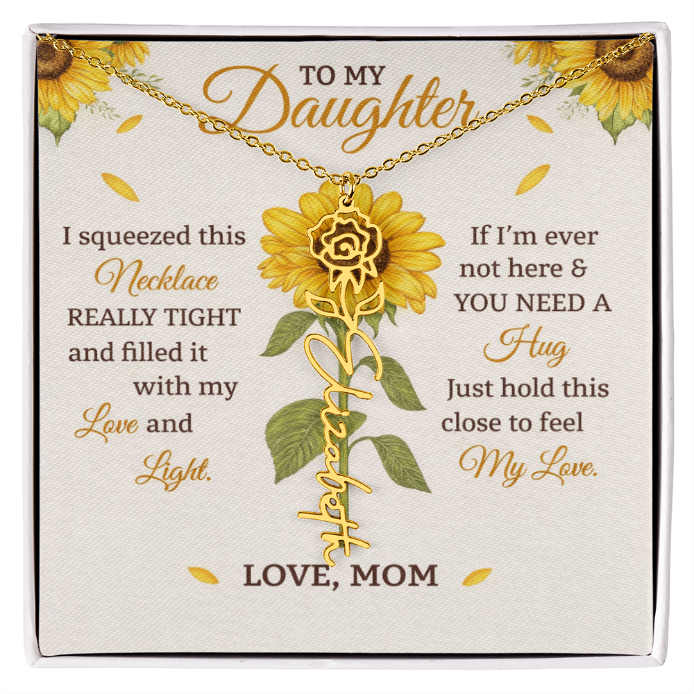 Personalized Sunflower Daughter Birth flower Name Birthday Necklace Gift