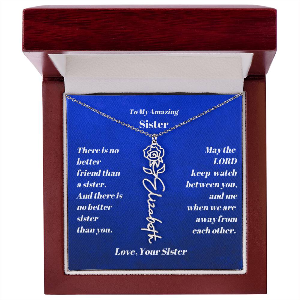 Sister Personalized Birth Flower Name Necklace Gift-[Heartfelt Family Gift]