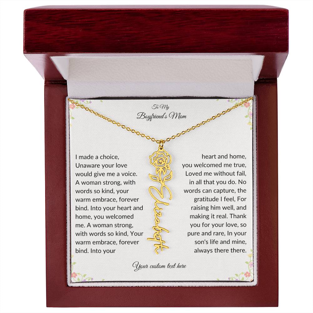To My Boyfriends Mom Birth flower Name Necklace-[Heartfelt Family Gift]