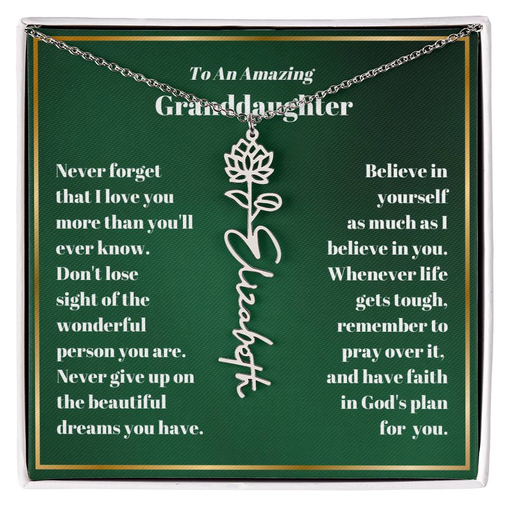 Granddaughter Personalized Name Birth Flower Necklace Gift-[Heartfelt Family Gift]