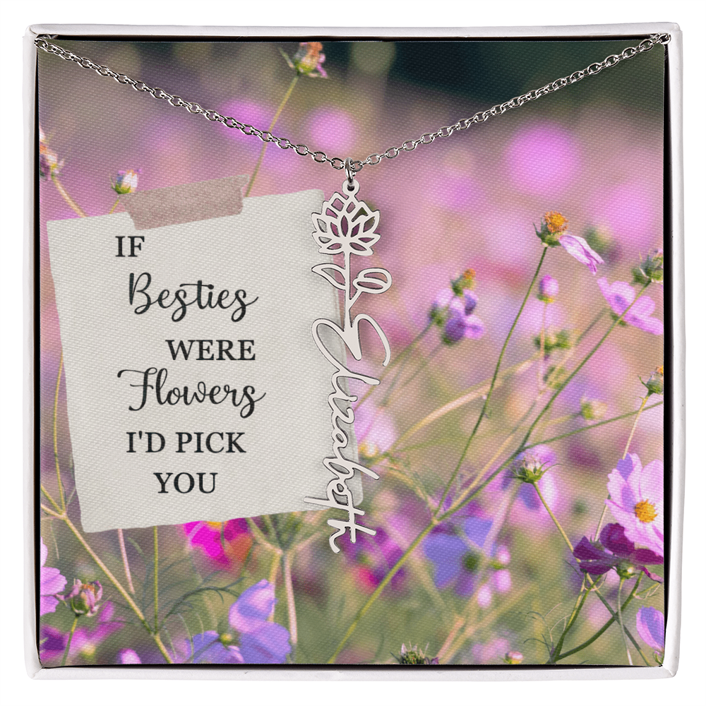 Best Friend Flower Name Necklace