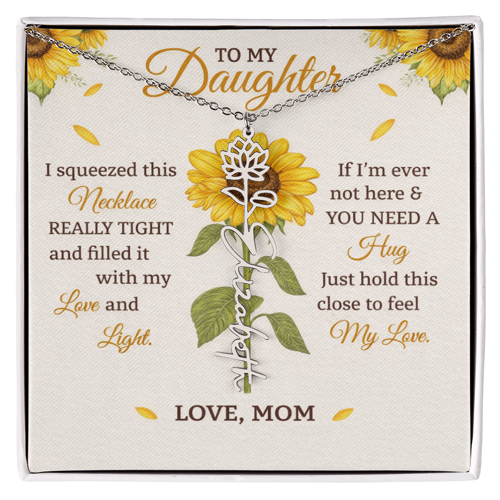 Personalized Sunflower Daughter Birth flower Name Birthday Necklace Gift