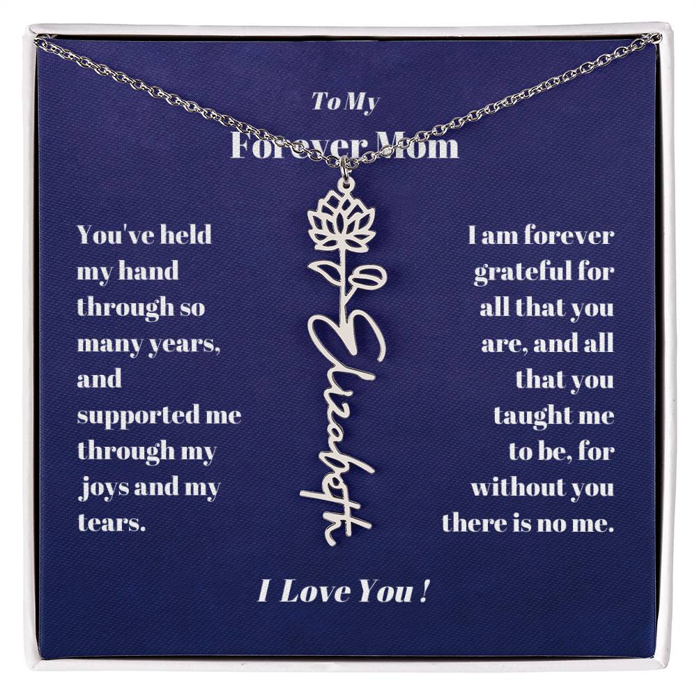 To My Forever Mom  Personalized Birth Flower Name Necklace Gift for Stepmom Foster Mother-[Heartfelt Family Gift]