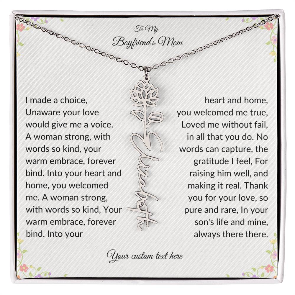 To My Boyfriends Mom Birth flower Name Necklace-[Heartfelt Family Gift]
