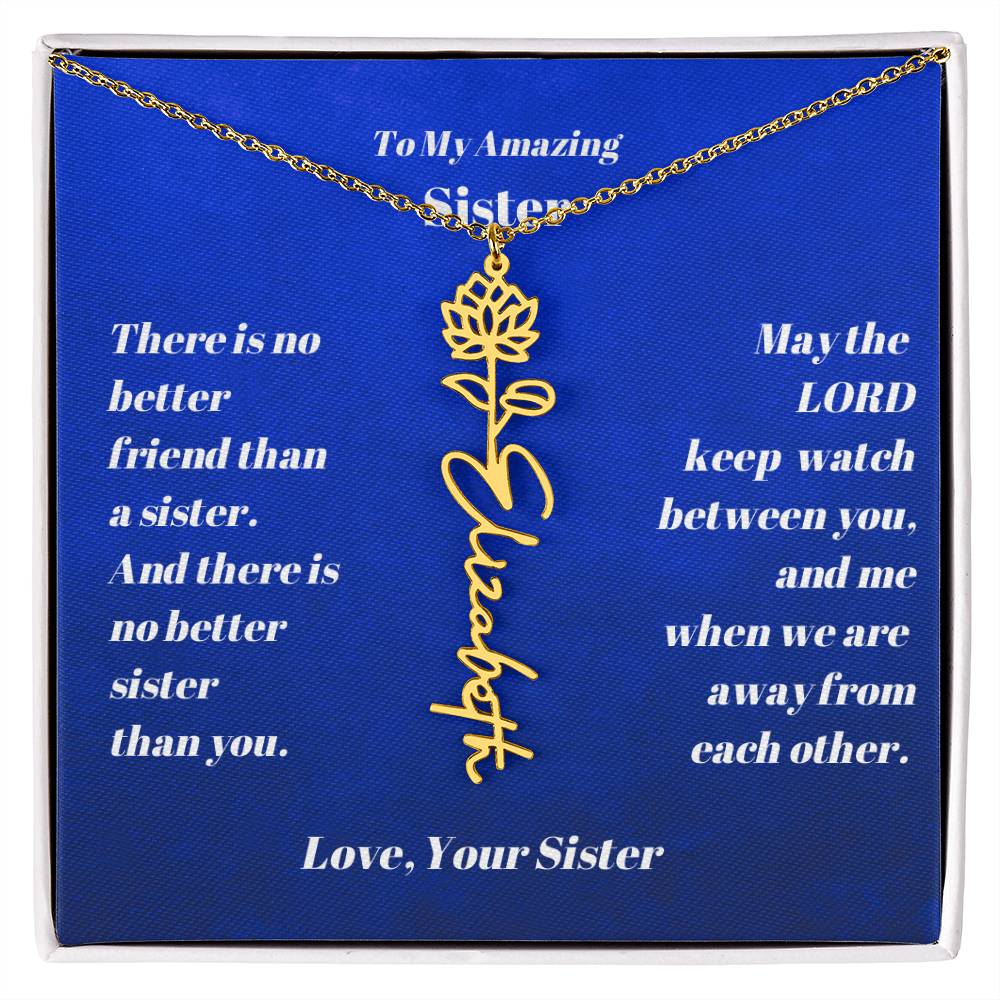 Sister Personalized Birth Flower Name Necklace Gift-[Heartfelt Family Gift]