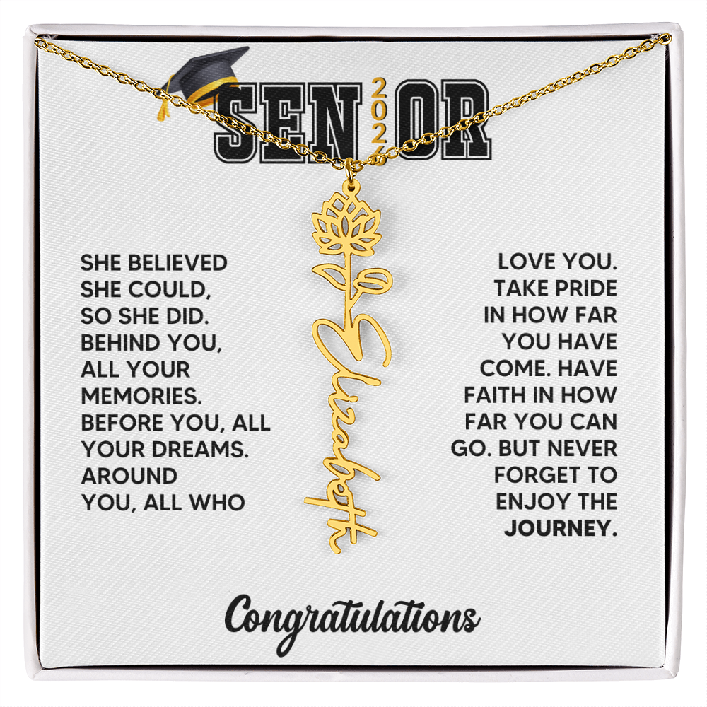 Class of 2026 Graduation Birthflower Necklace Gift