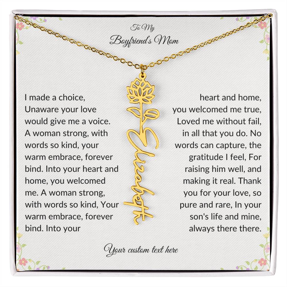 To My Boyfriends Mom Birth flower Name Necklace-[Heartfelt Family Gift]