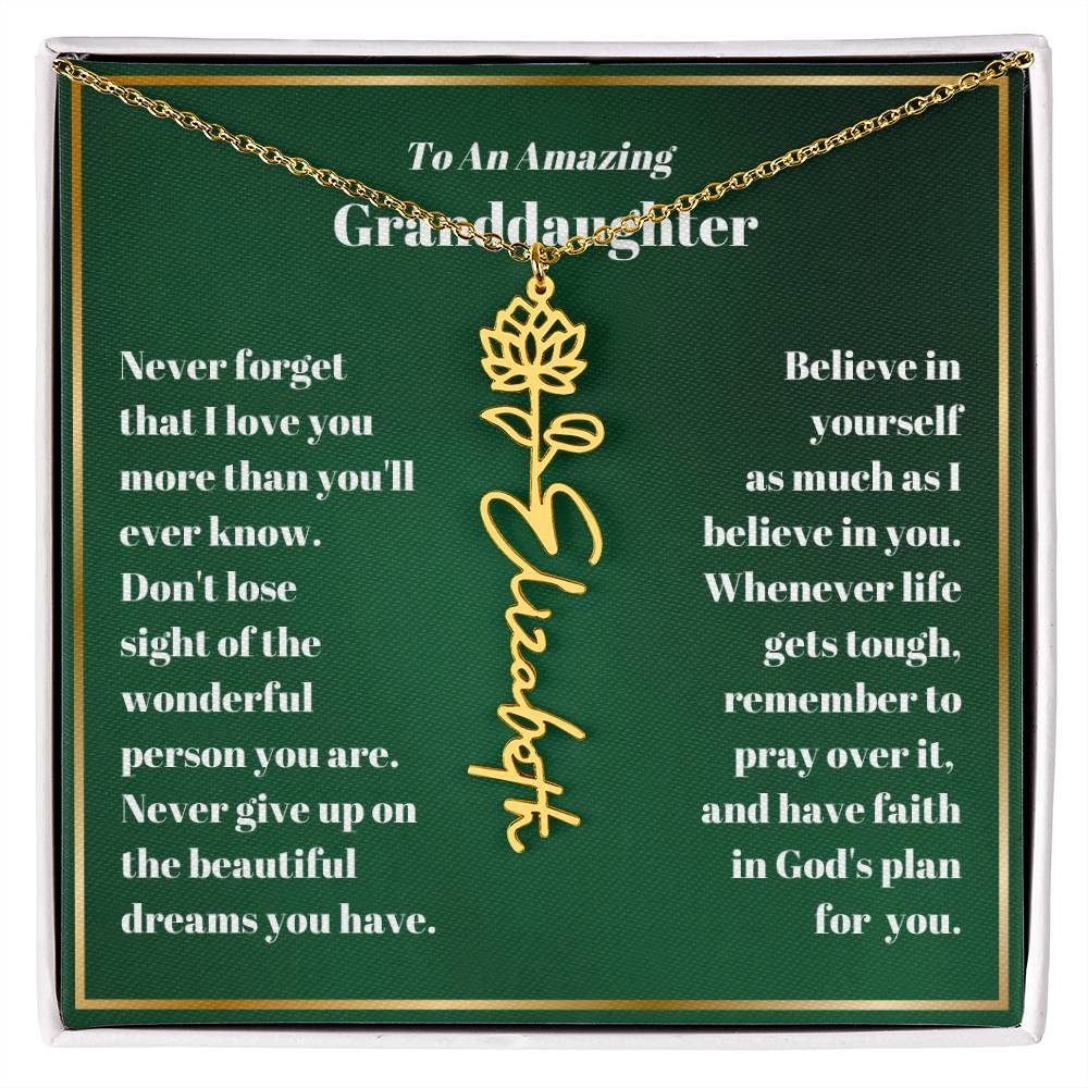 Granddaughter Personalized Name Birth Flower Necklace Gift-[Heartfelt Family Gift]