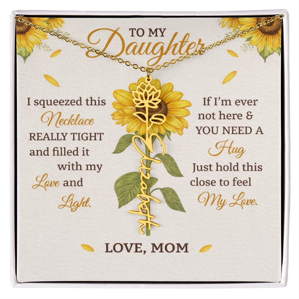 Personalized Sunflower Daughter Birth flower Name Birthday Necklace Gift