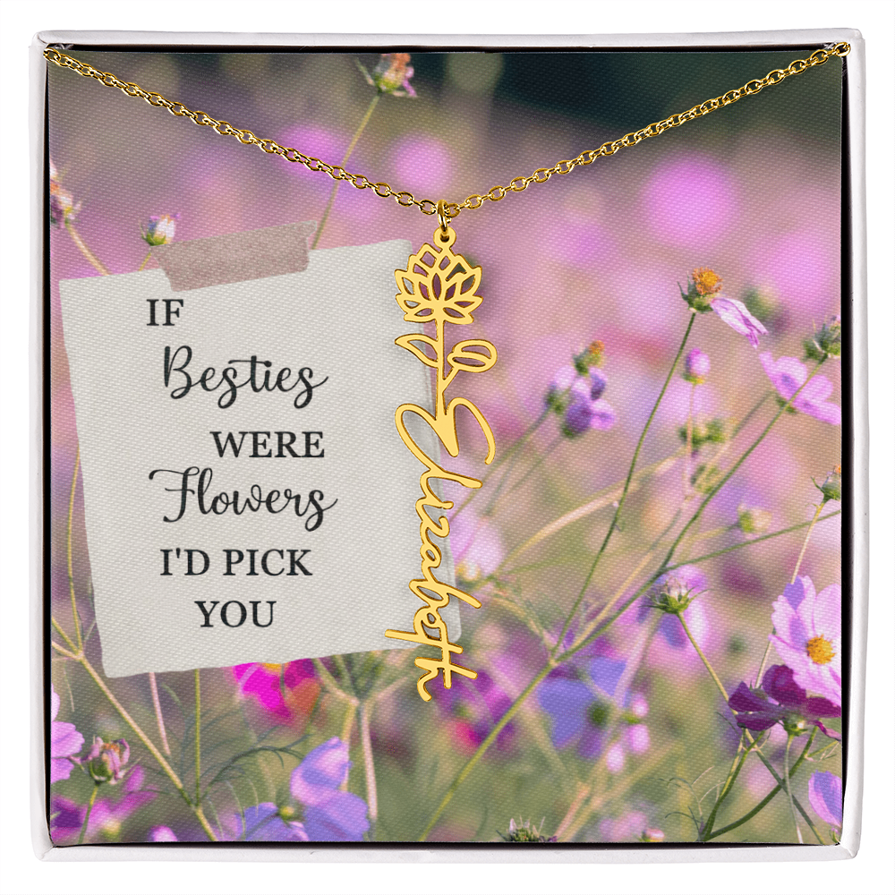 Best Friend Flower Name Necklace