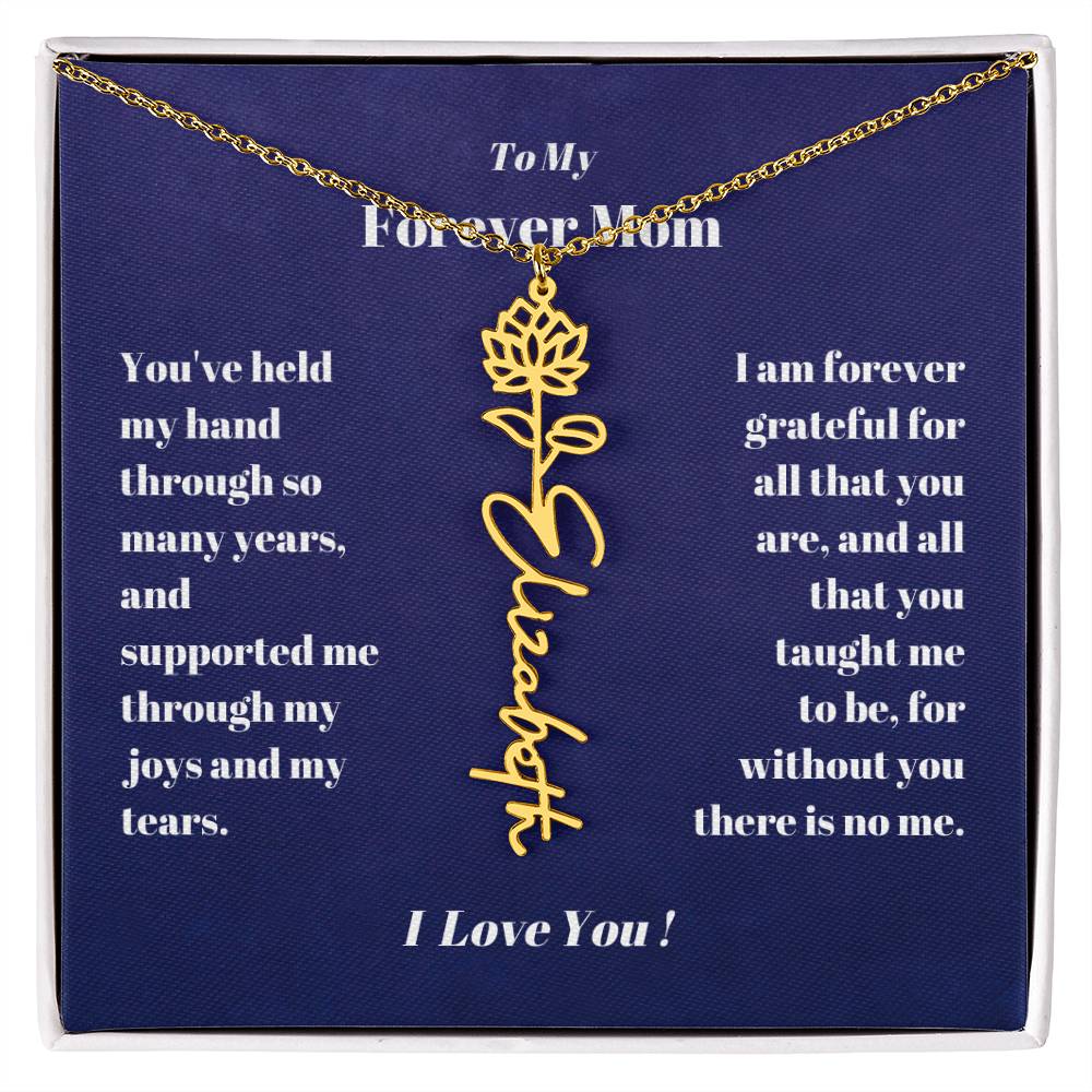 To My Forever Mom  Personalized Birth Flower Name Necklace Gift for Stepmom Foster Mother-[Heartfelt Family Gift]