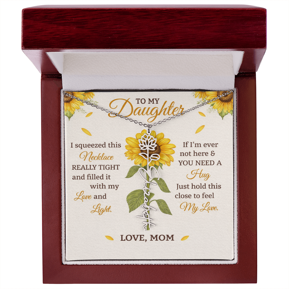 Personalized Sunflower Daughter Birth flower Name Birthday Necklace Gift