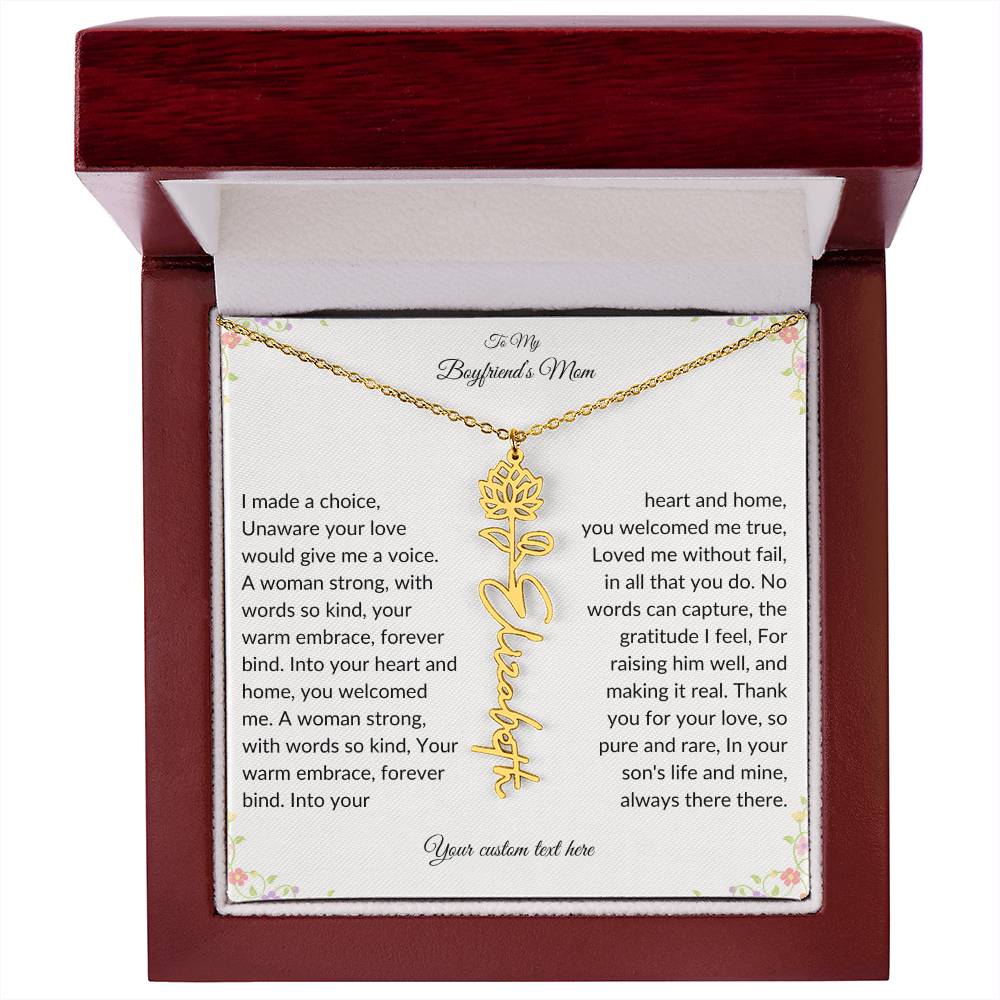 To My Boyfriends Mom Birth flower Name Necklace-[Heartfelt Family Gift]