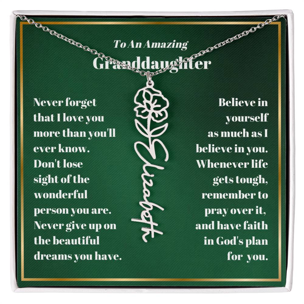 Granddaughter Personalized Name Birth Flower Necklace Gift-[Heartfelt Family Gift]