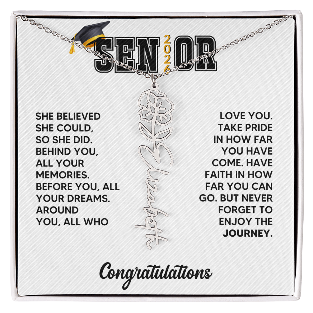 Class of 2026 Graduation Birthflower Necklace Gift